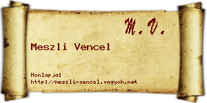 Meszli Vencel névjegykártya